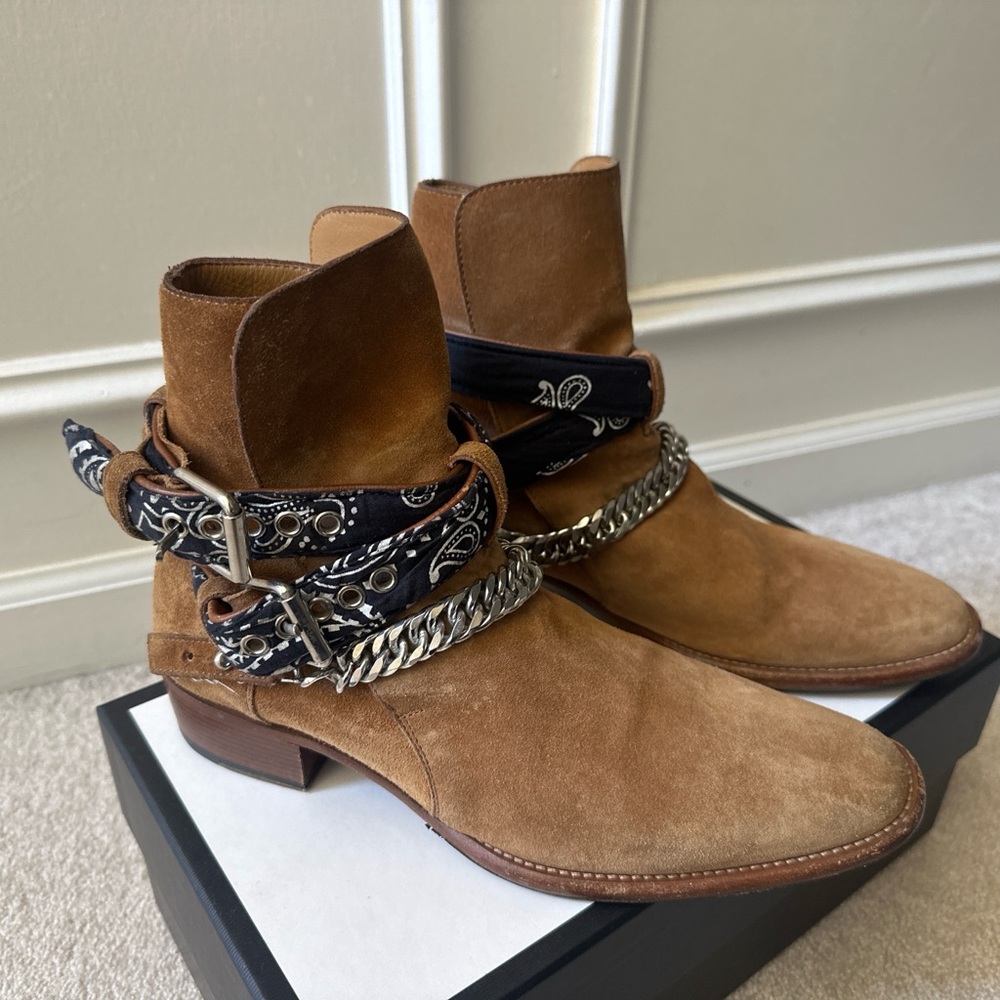 Amiri Brown Bandana Boots